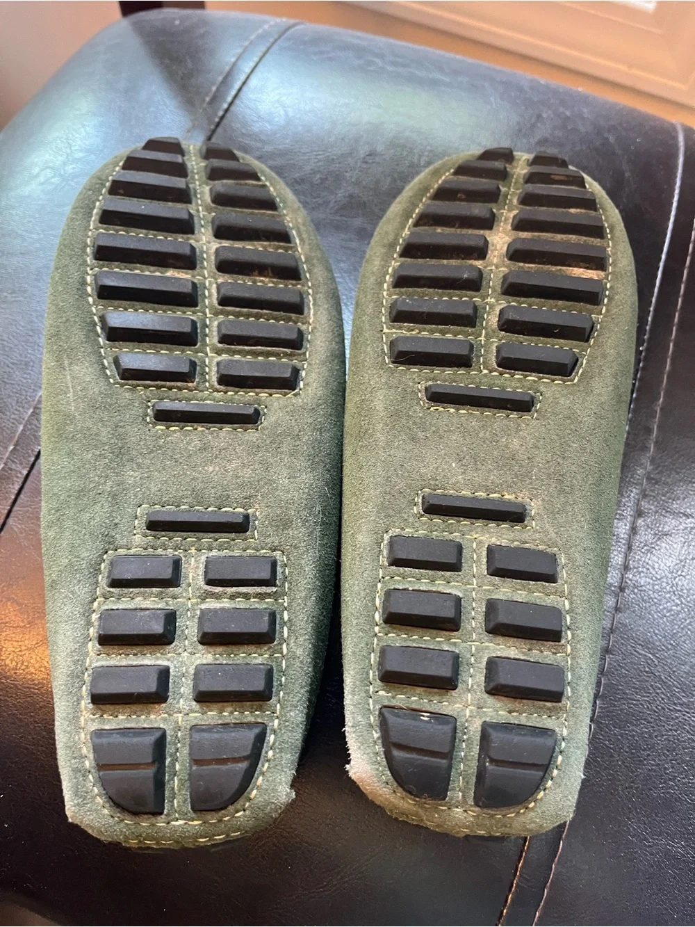 Green Suede Penny Loafers — Women's Casual Flats